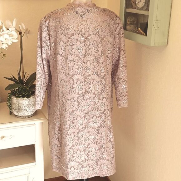 Alex Evenings Women's Taupe Evening Dress With Duster - Picture 13 of 15